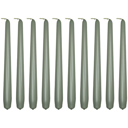 Tapered Dinner Candles, Pack of 10, Unscented, Long Burning Time, 24 cm / 19.45" (Silver, Metallic)