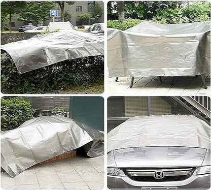 8 x 8 m Heavy-Duty Tarpaulin Cover - Silver/Black 260GSM - Waterproof, Frost-Resistant, UV Protection, Multipurpose, Groundsheet