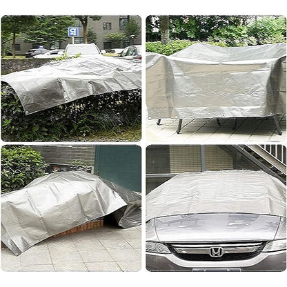 4 x 4 m Tarpaulin Cover Heavy-Duty 260GSM Extra Thick, Waterproof, Frost-Resistant + 4 Tarp Clips + 10m / 30ft Bungee Cord