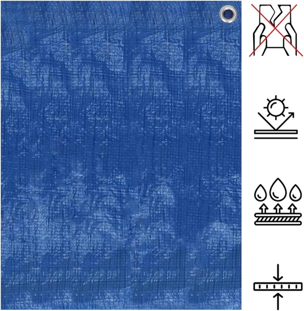 3 x 4 m Tarpaulin Cover - Blue 50GSM - Waterproof, Frost-Resistant, UV Protection, Multipurpose, Groundsheet