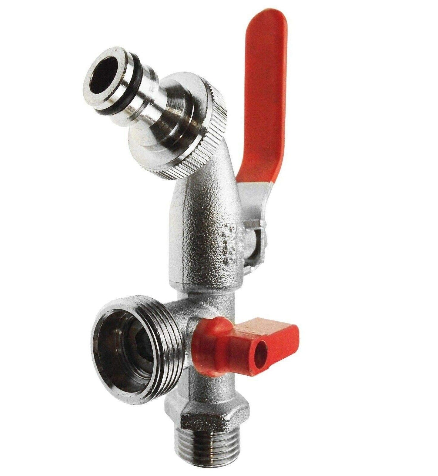 3/4" BSP Double Duo Outlet Garden Tap Brass Nickle Plated Automatic Watering
