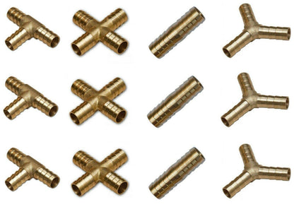15 mm Brass Straight Hose Joiner Barbed Connector Air Fuel Water Pipe Tubing