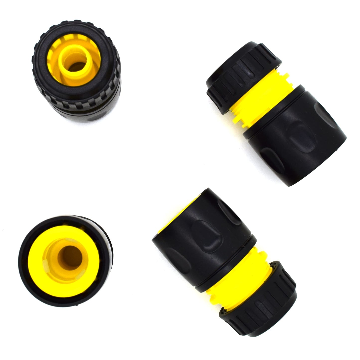 4 pack Hose End Quick Connect Fitting 1/2" Garden Hose Pipe Quick Connector (Yellow / Black)