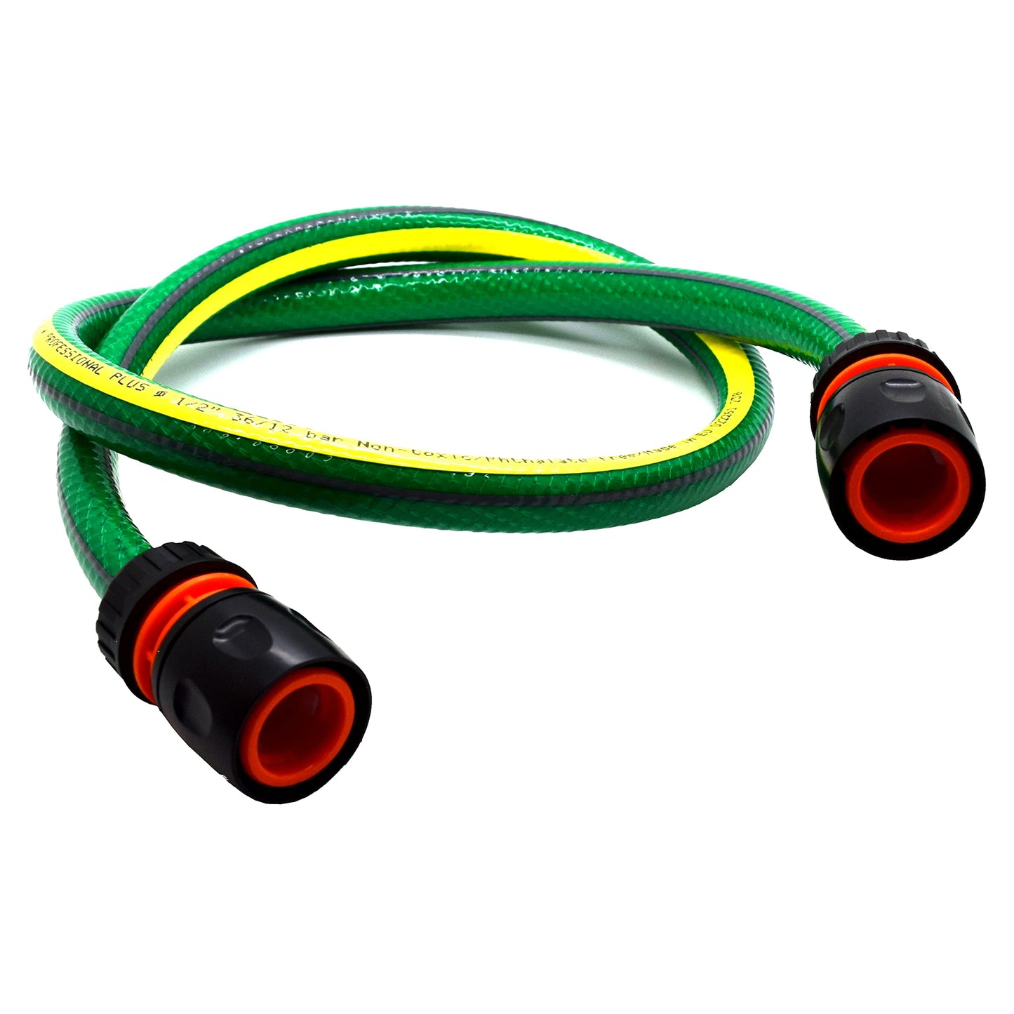 Garden Hose Pipe, Outdoor Tap to Reel Connection Set, 6 Layer Non-Toxic 1/2" Hose (Green, 5 m / 16.40 ft + 2 Quick Connectors)