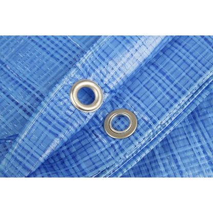 4 x 6 m Tarpaulin Waterproof Cover Ground Sheet Camping with 4 Tarp Clips + 10m / 30ft Bungee Cord (Blue - 55GSM)