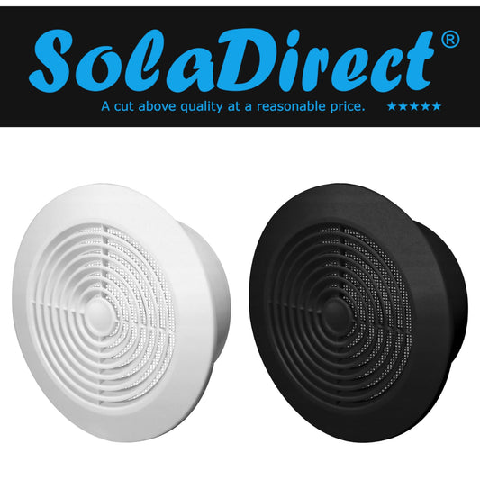 5-inch / 125 mm Circular Ceiling Mounted Air Vent Grille Cover, Round Ventilation Extract/Supply Valve Diffuser (Black)