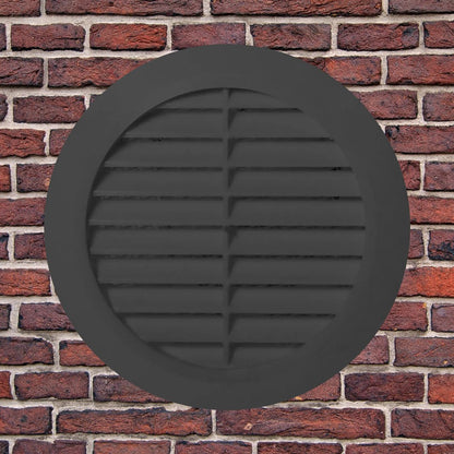 Graphite Grey Louvred Wall Vent Grille with Flyscreen for 125 mm / 5" Round Wall Outlet - Air Ventilation Duct Cover with Flange