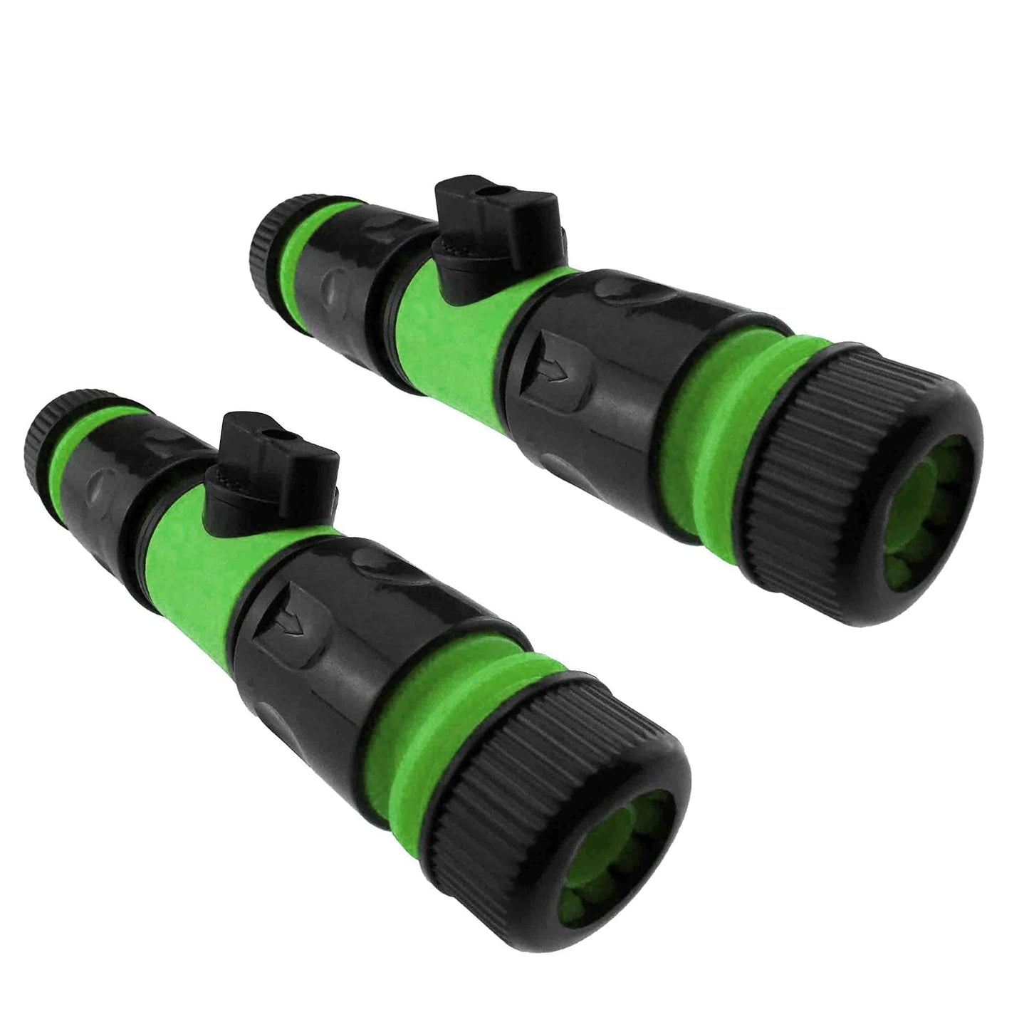 In-Line Shut-Off Valve for Join Garden Hose Pipe Tube, Double Male Connector Valve Extender & Hose Connectors (Green, Pack of 2)
