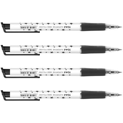 Ballpoint Pens, Retractable Smudge Free Pens, Extra Fine Point 0.5 mm, Ideal for School, Office, Everyday Use (Black, 4 Pens)