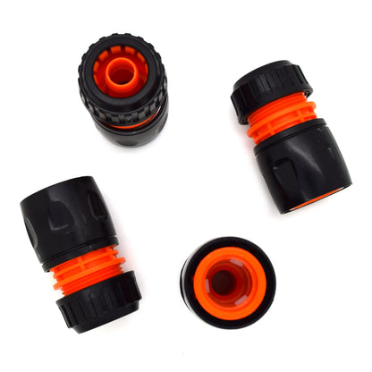 4 pack Hose End Quick Connect Fitting 1/2" Garden Hose Pipe Quick Connector (Orange / Black)
