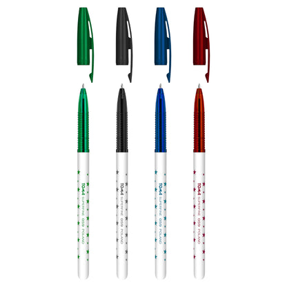 Ballpoint Pens, Smudge Free Ballpoint Pens, Extra Fine Point 0.5 mm, Ideal for School, Office (Set of 4 Colours, 4 Pens)