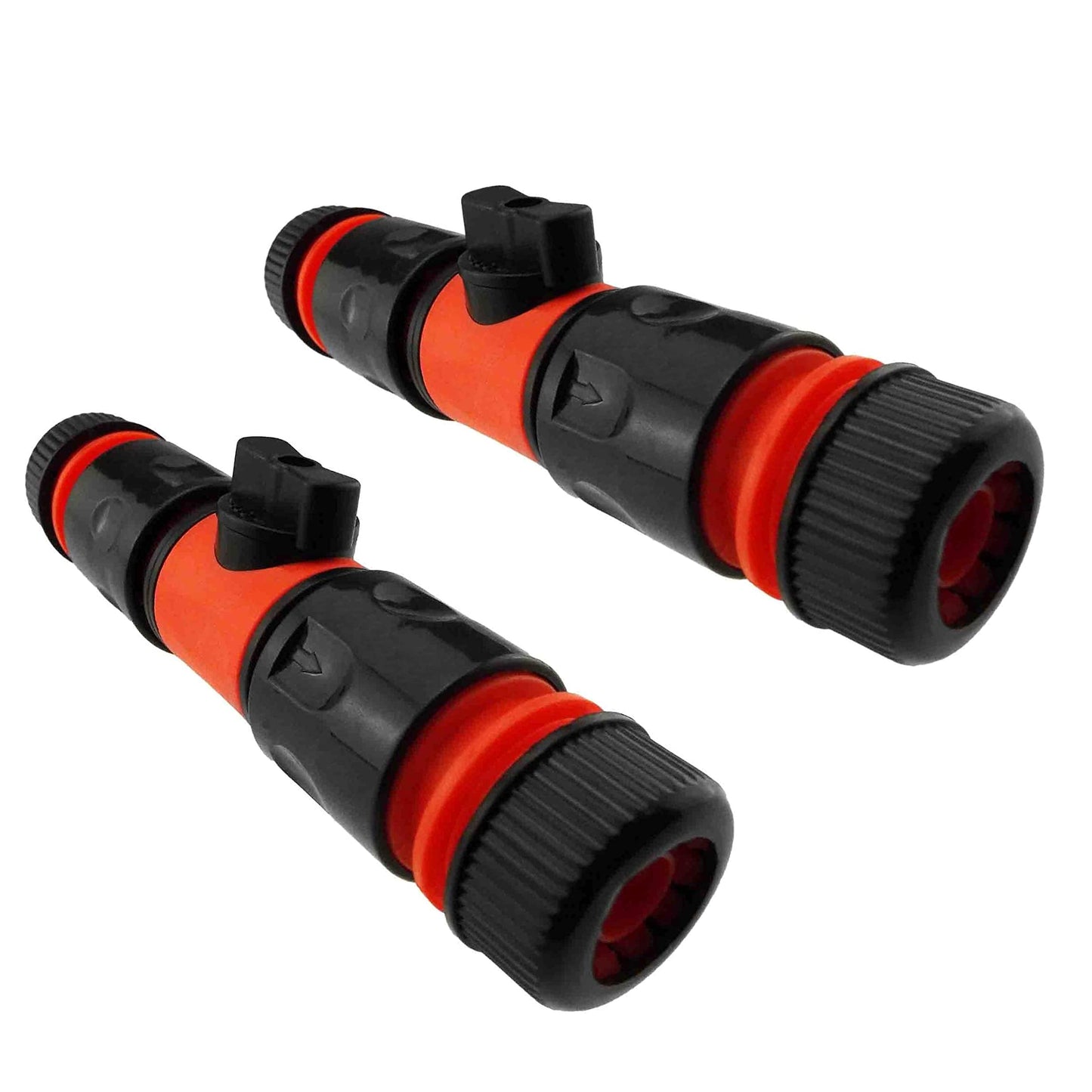 In-Line Shut-Off Valve for Join Garden Hose Pipe Tube, Double Male Connector Valve Extender & Hose Connectors (Red, Pack of 2)