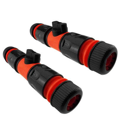 In-Line Shut-Off Valve for Join Garden Hose Pipe Tube, Double Male Connector Valve Extender & Hose Connectors (Red, Pack of 2)