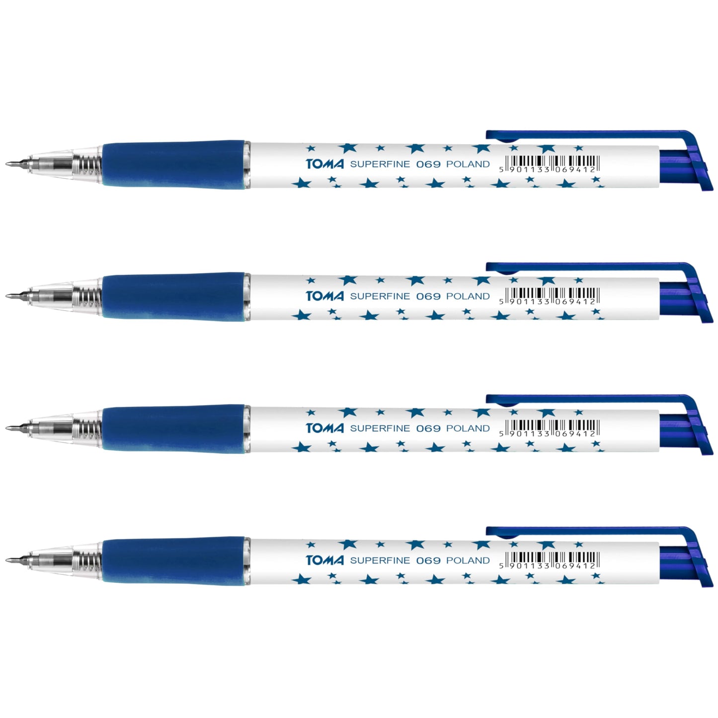 Ballpoint Pens, Retractable Smudge Free Pens, Extra Fine Point 0.5 mm, Ideal for School, Office, Everyday Use (Blue, 4 Pens)