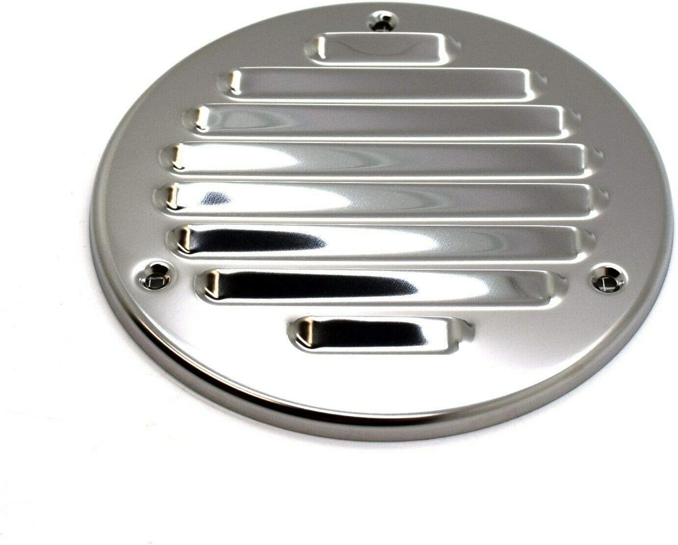 Chrome Louvred Wall Vent Grille with Flyscreen, Fits 125 mm / 5 in Ducts, Round Ventilation Grille with Flat Back