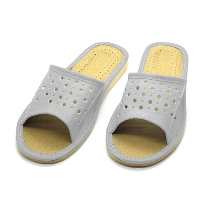 Women's Faux Leather Slippers Shoes, Open Toe Comfortable Slip-On Sandals Mules for Ladies (White, Size UK 4)