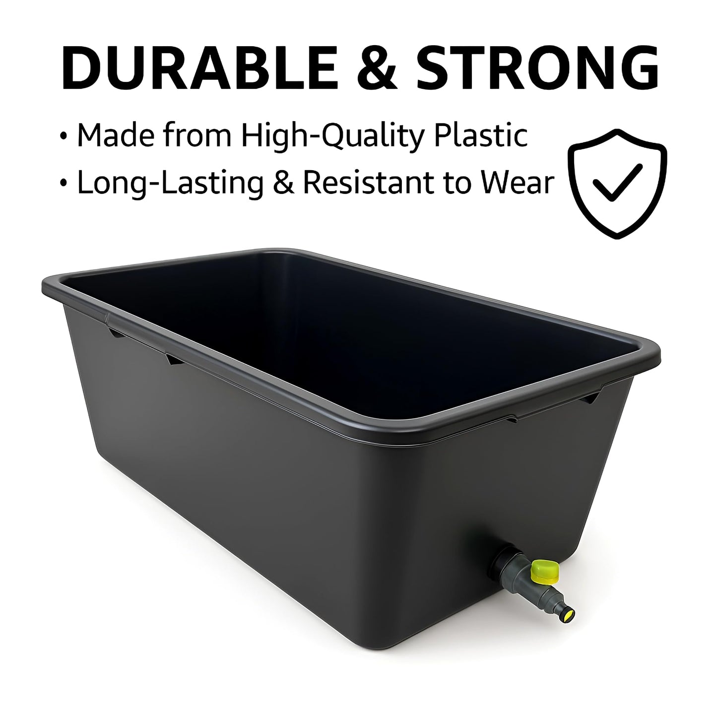 Dog Bath Tub 90L With Drain Plug - Large Rectangular Plastic Pet Bath Container With Quick Connect Valve for Easy Water Drainage