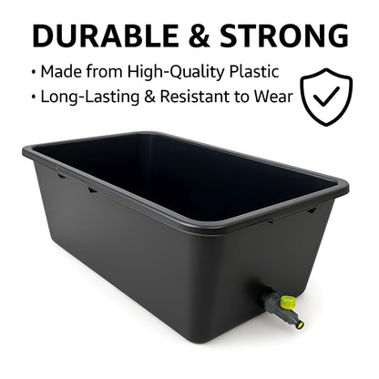 Dog Bath Tub 90L With Drain Plug - Large Rectangular Plastic Pet Bath Container With Quick Connect Valve for Easy Water Drainage