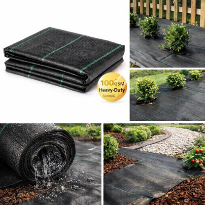 1 x 5 m / 3.2 x 16.4 ft Weed Control Membrane, Weed Control Woven Fabric, Ground Cover Sheet, 100 GSM, UV Stabilised