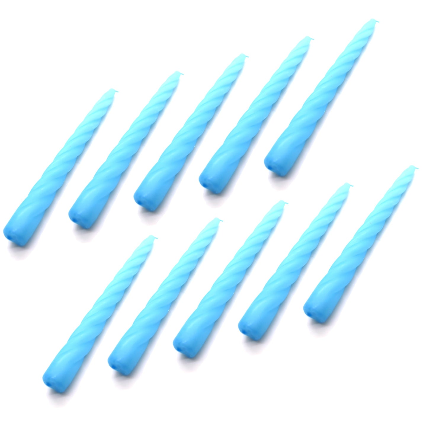 Tapered Dinner Candles, Table Spiral Candles, Pack of 10, Decorative Household Candles, Up to 7 Hours, 23 cm / 9" (Blue)