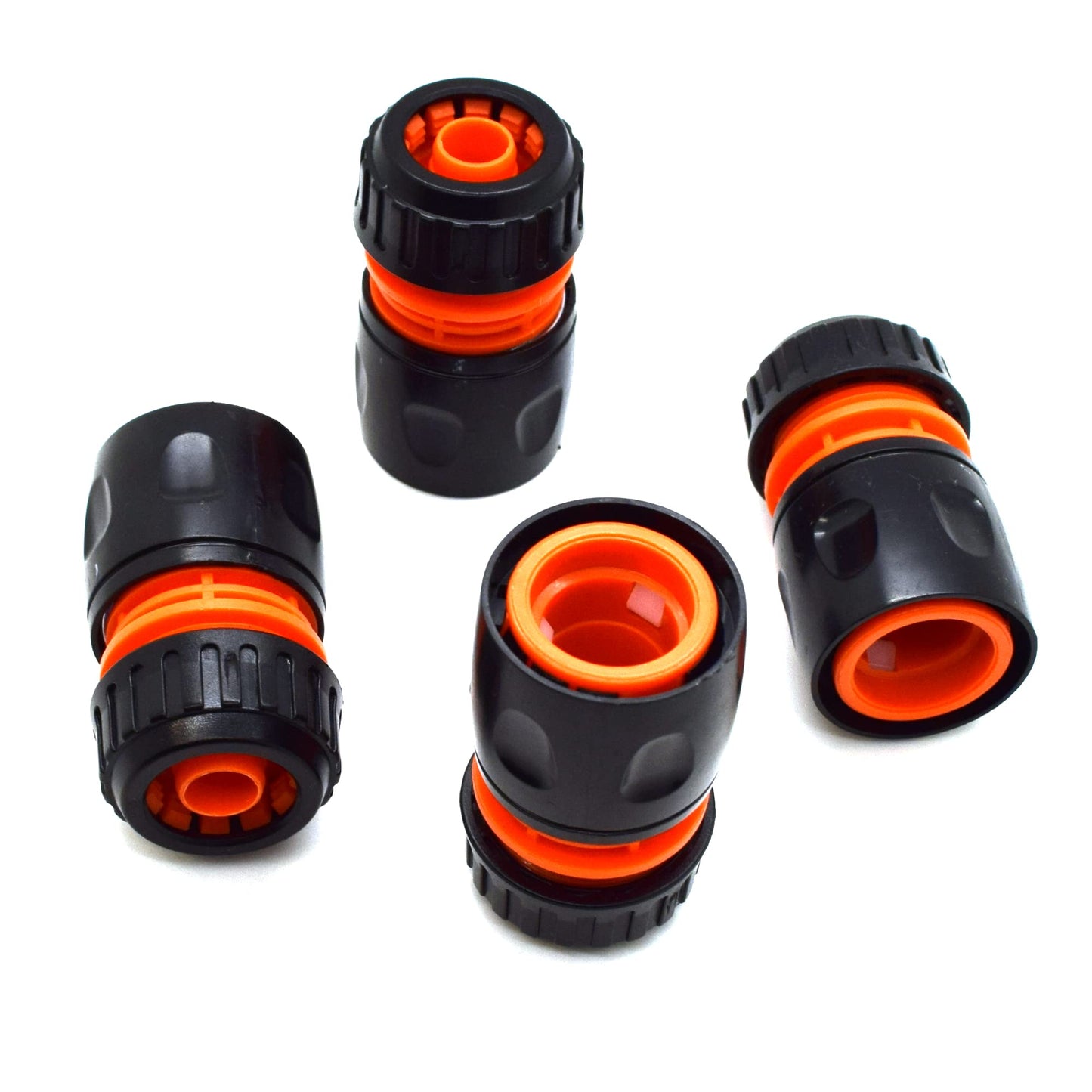 4 pack Hose End Quick Connect Fitting 1/2" Garden Hose Pipe Quick Connector (Orange / Black)