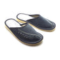 Men's Natural Suede Leather Slippers Shoes, Comfortable Slip-On Mules for Gents (Grey, Size: 9.5 UK / 44 EU)