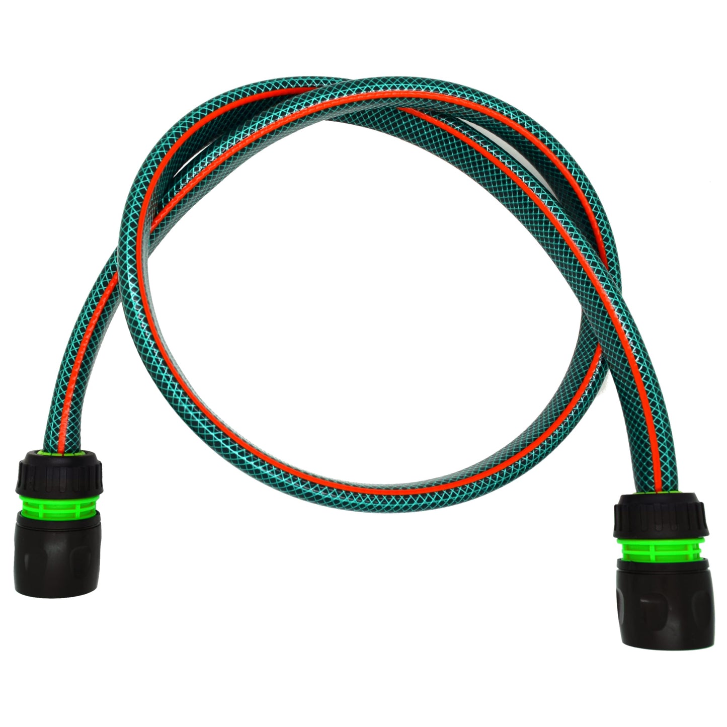 Garden Hose Pipe, Outdoor Tap to Reel Connection Set, 4 Layer Non-Toxic 1/2" Hose (Green, 1.5 m / 4.92 ft + 2 Quick Connectors)