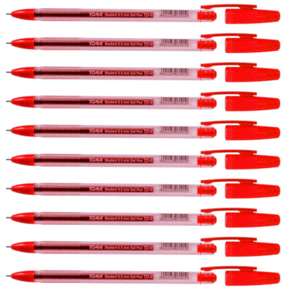Ballpoint Pens, Gel Ink Ballpoint Pens, Smudge Free, Extra Fine Point 0.5 mm, Ideal for School, Office (Red, 10 Pens)