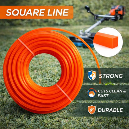 15 metres of Strong SQUARE Strimmer Brush Cutter Line (2.7 mm)