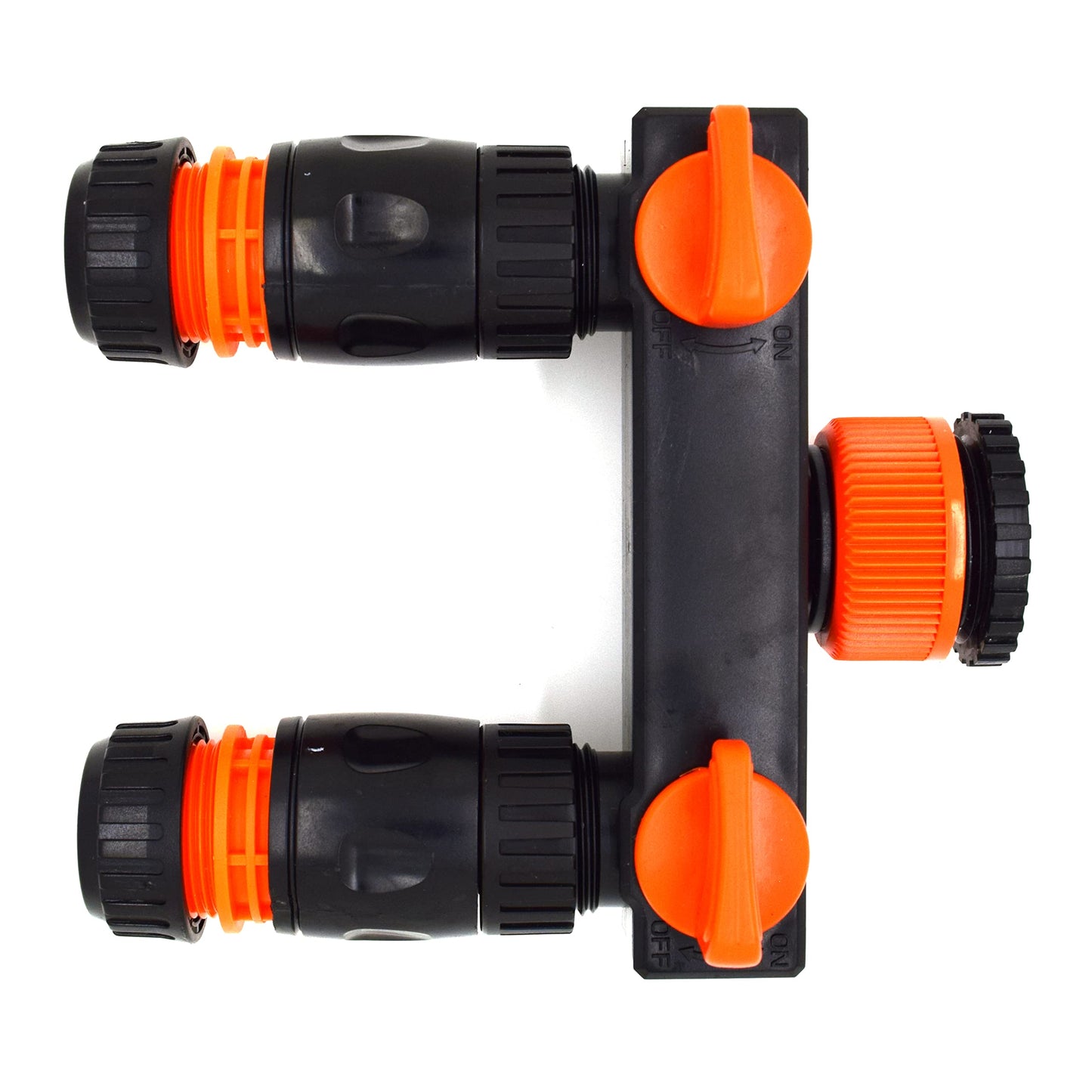 Two Way Tap Splitter for Garden Hose Pipe Irrigation System with Valves and 2 Matching 1/2" Hose Connectors
