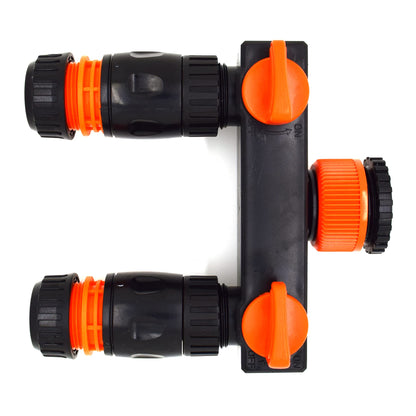 Two Way Tap Splitter for Garden Hose Pipe Irrigation System with Valves and 2 Matching 1/2" Hose Connectors