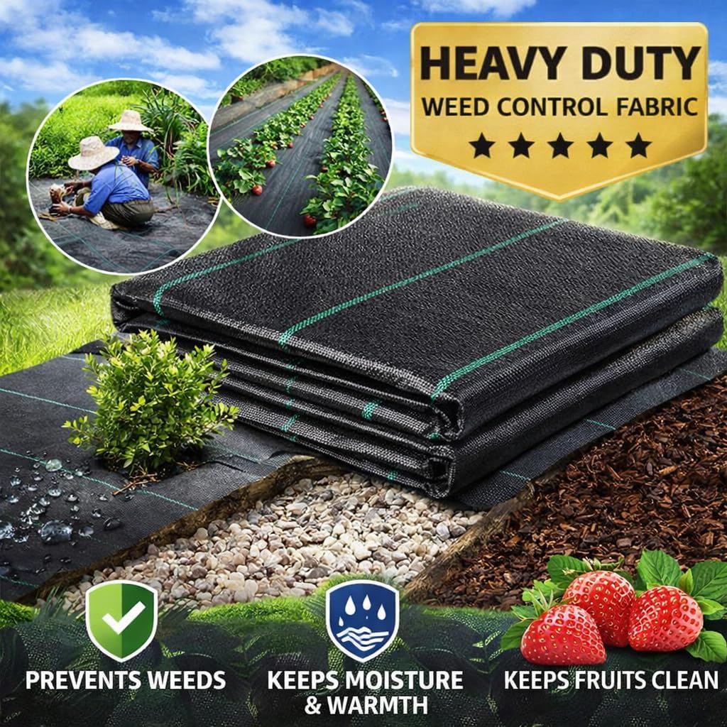 3 x 10 m / 9.8 x 32.8 ft Weed Control Membrane, Weed Control Woven Fabric, Ground Cover Sheet, 100 GSM, UV Stabilised