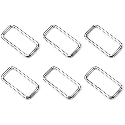 6 Pcs Buckles Set for 25 mm / 1" Webbing Strap, 6 x Rectangular Loops, Metal, Silver, Bag Making, Accessories, Straps, DIY, Crafts
