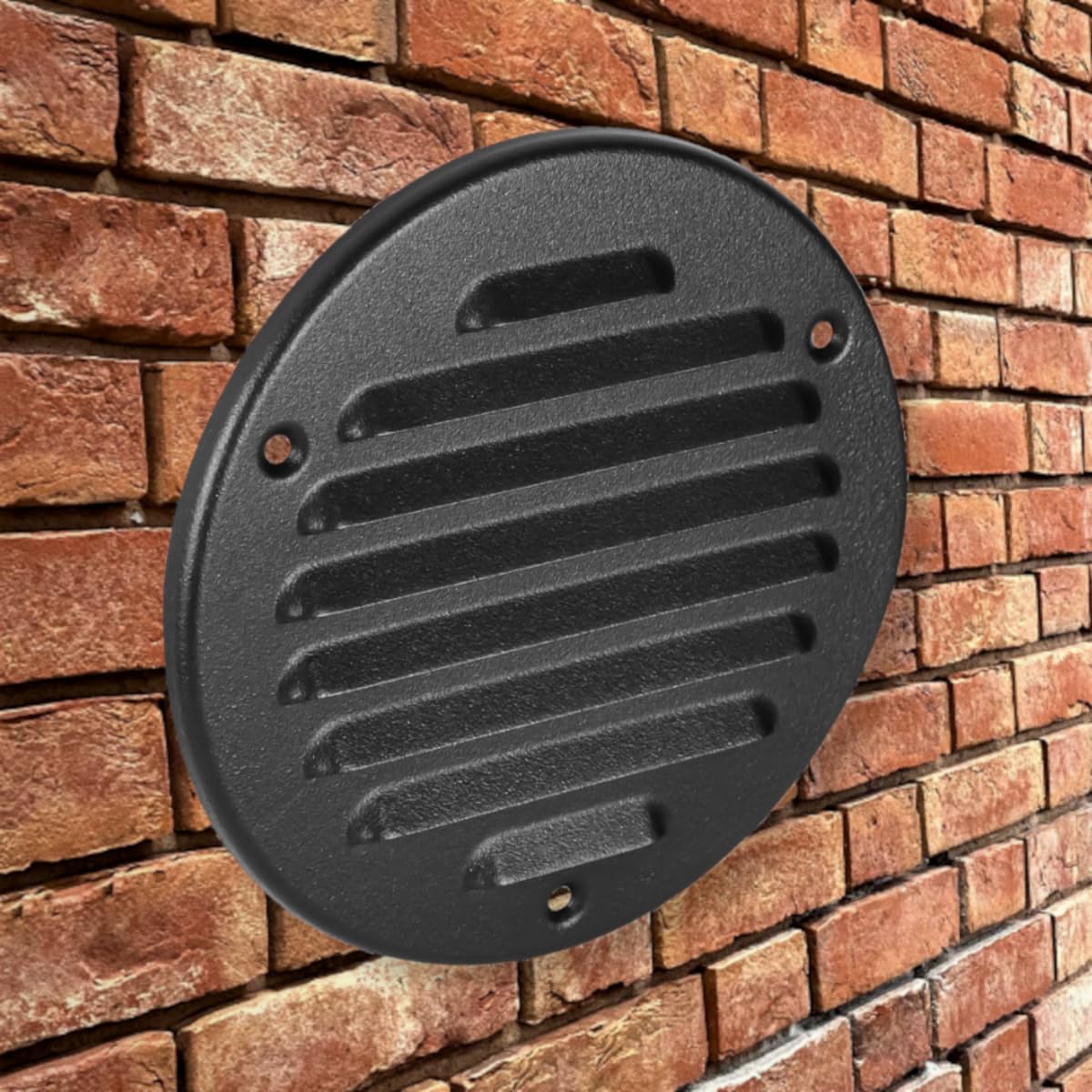 Graphite Grey Louvred Wall Vent Grille with Flyscreen, Fits 125 mm / 5 in Ducts, Round Ventilation Grille with Flat Back