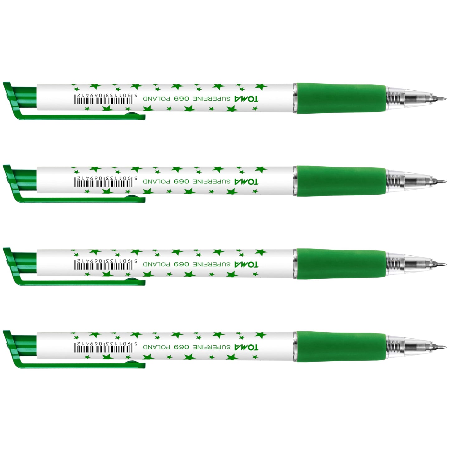 Ballpoint Pens, Retractable Smudge Free Pens, Extra Fine Point 0.5 mm, Ideal for School, Office, Everyday Use (Green, 4 Pens)