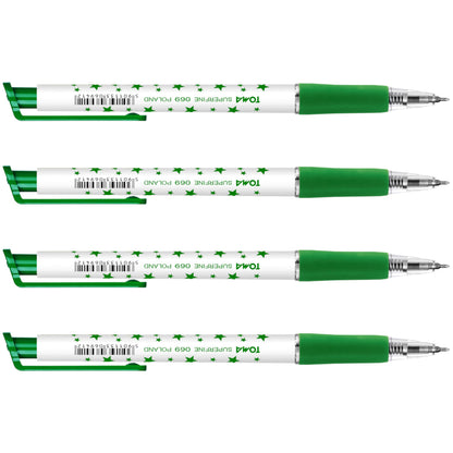 Ballpoint Pens, Retractable Smudge Free Pens, Extra Fine Point 0.5 mm, Ideal for School, Office, Everyday Use (Green, 4 Pens)