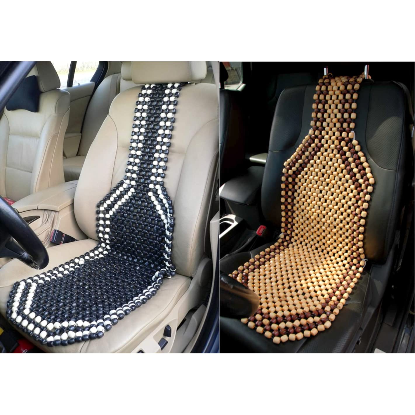 Brown Wooden Beaded Massage Car Front Seat Cover Cushion Comfortable