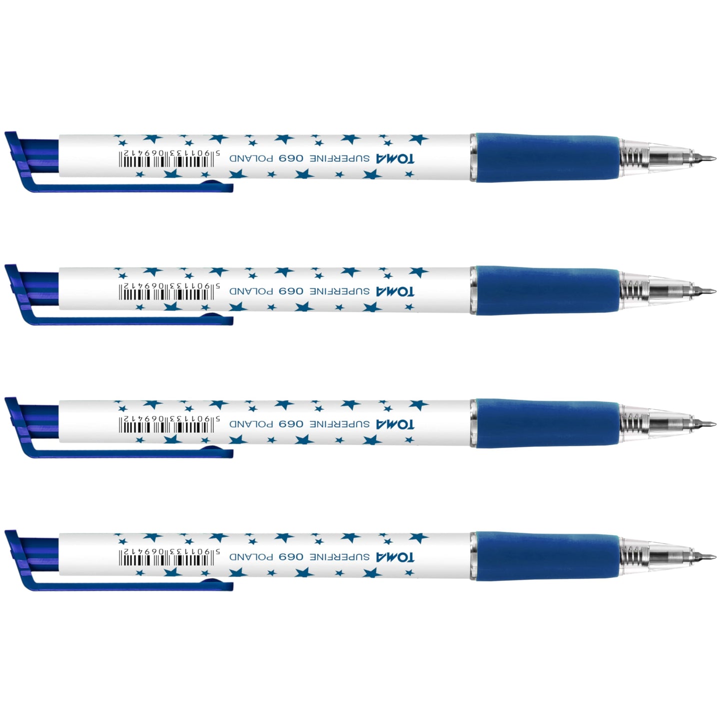 Ballpoint Pens, Retractable Smudge Free Pens, Extra Fine Point 0.5 mm, Ideal for School, Office, Everyday Use (Blue, 4 Pens)