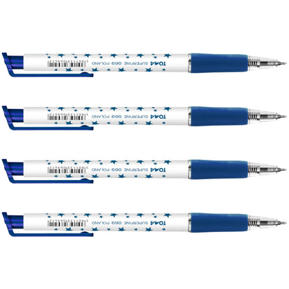 Ballpoint Pens, Retractable Smudge Free Pens, Extra Fine Point 0.5 mm, Ideal for School, Office, Everyday Use (Blue, 4 Pens)