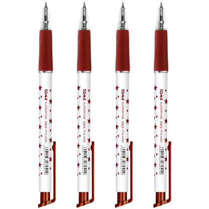 Ballpoint Pens, Retractable Smudge Free Pens, Extra Fine Point 0.5 mm, Ideal for School, Office, Everyday Use (Red, 4 Pens)