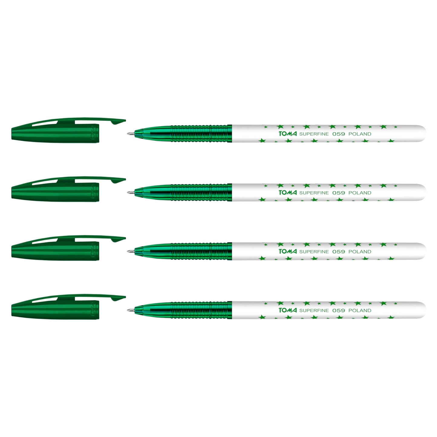 Ballpoint Pens, Smudge Free Ballpoint Pens, Extra Fine Point 0.5 mm, Ideal for School, Office, Everyday Use (Green, 4 Pens)