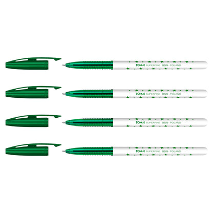 Ballpoint Pens, Smudge Free Ballpoint Pens, Extra Fine Point 0.5 mm, Ideal for School, Office, Everyday Use (Green, 4 Pens)