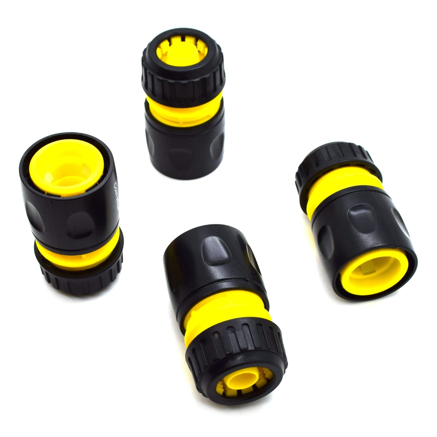 4 pack Hose End Quick Connect Fitting 1/2" Garden Hose Pipe Quick Connector (Yellow / Black)