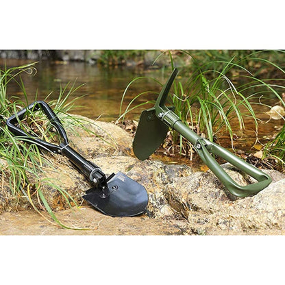 Folding Shovel Pick Spade Digging Multifunctional 3 in 1 Compact Lightweight Outdoor Camping Garden Tool with Carrier Pouch