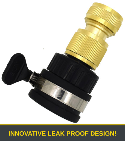 Universal Tap to Hose Connector Set & Brass Garden Hose Pipe Connector - Hozelock Compatible, For 1/2" - 5/8" Pipe (22-24mm Taps)