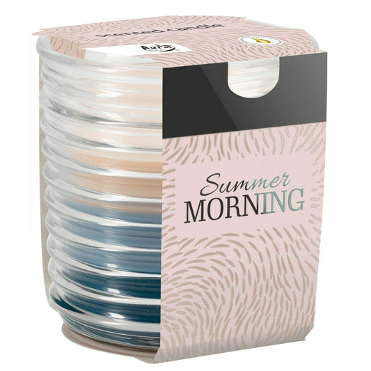 Summer Morning Scented Candle In Ribbed Glass Jar Assorted Fragrance Home Decor Xmas Gift Pack