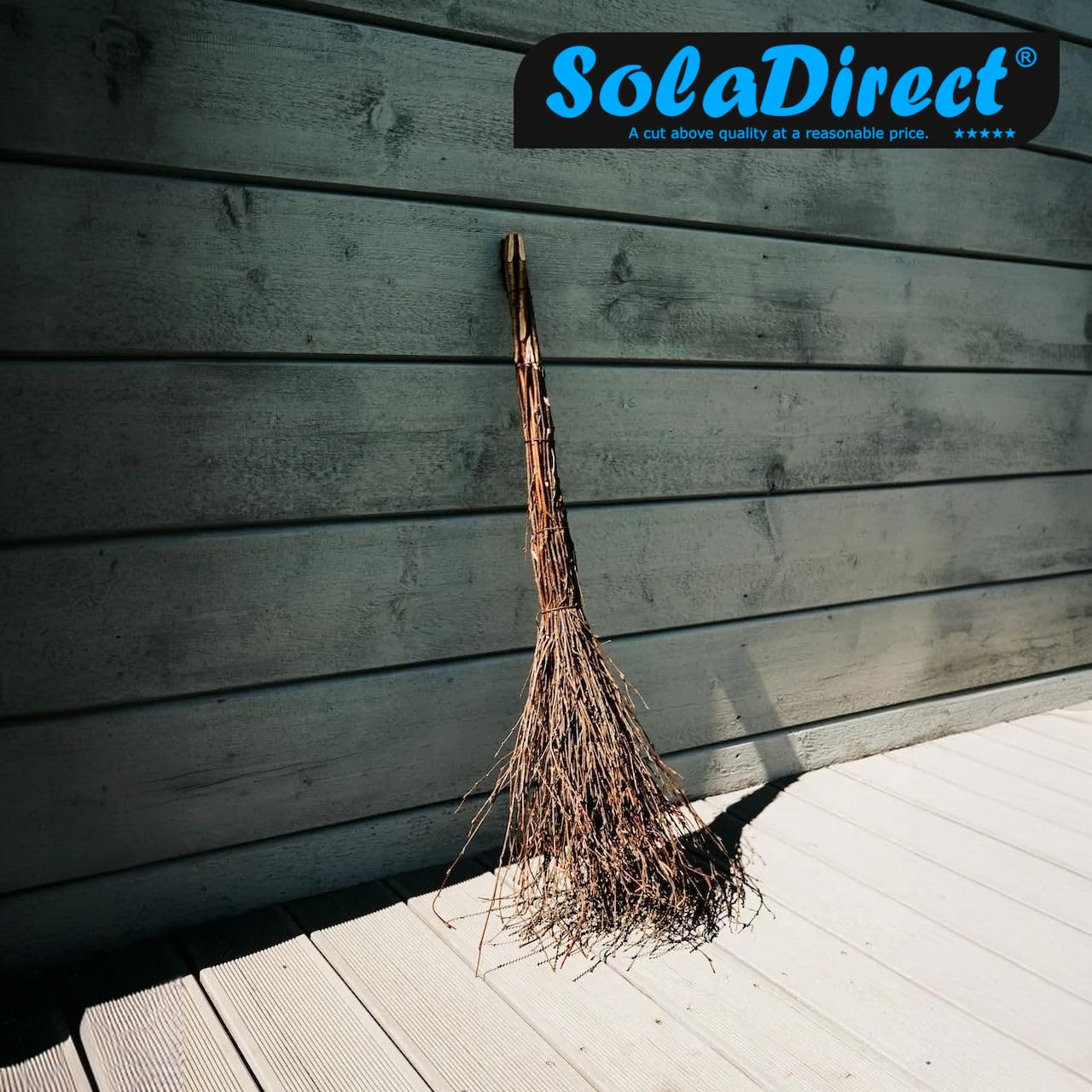 Handmade Birch Twig Broom - 39 inch (90 cm) Long - Ideal for Garden, Patio, and Home Cleaning - Traditional Natural Wooden Broom