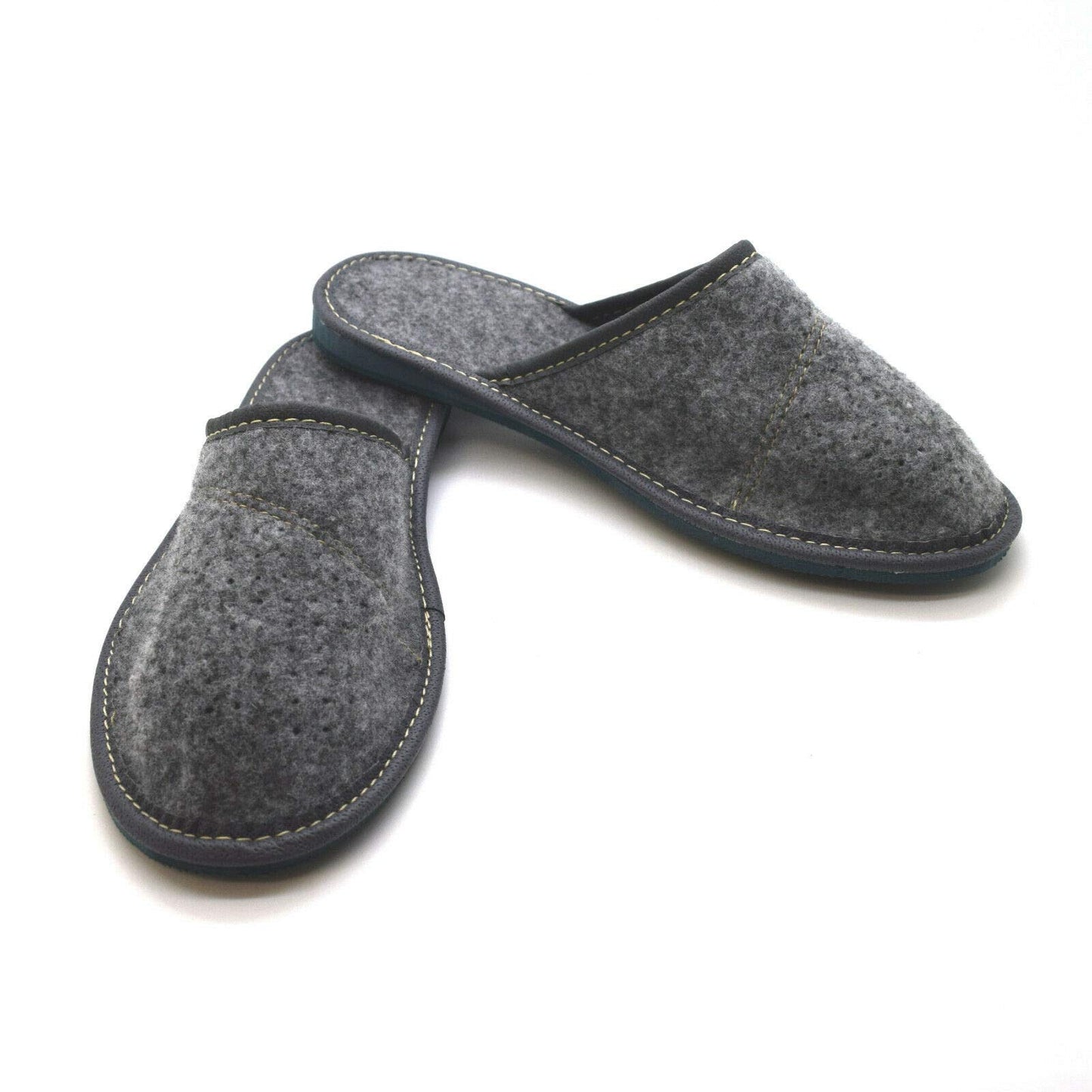 Women's Grey Felt Slippers Comfort House Slip On Shoes (Size 3 UK)