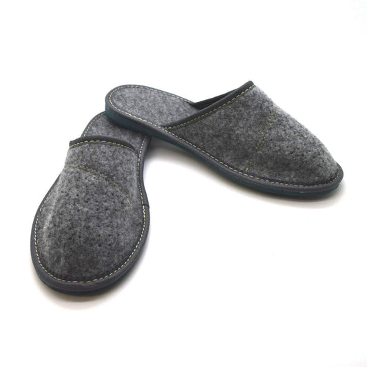 Women's Grey Felt Slippers Comfort House Slip On Shoes (Size 7 UK)