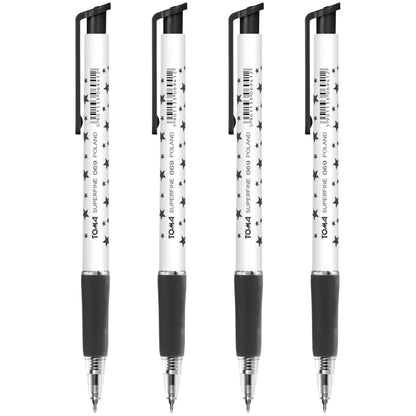 Ballpoint Pens, Retractable Smudge Free Pens, Extra Fine Point 0.5 mm, Ideal for School, Office, Everyday Use (Black, 4 Pens)